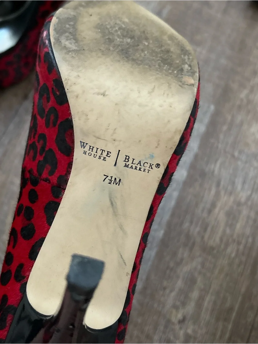 White House Black Market Red Leopard Print Pointed-Toe Pumps with Black Bow